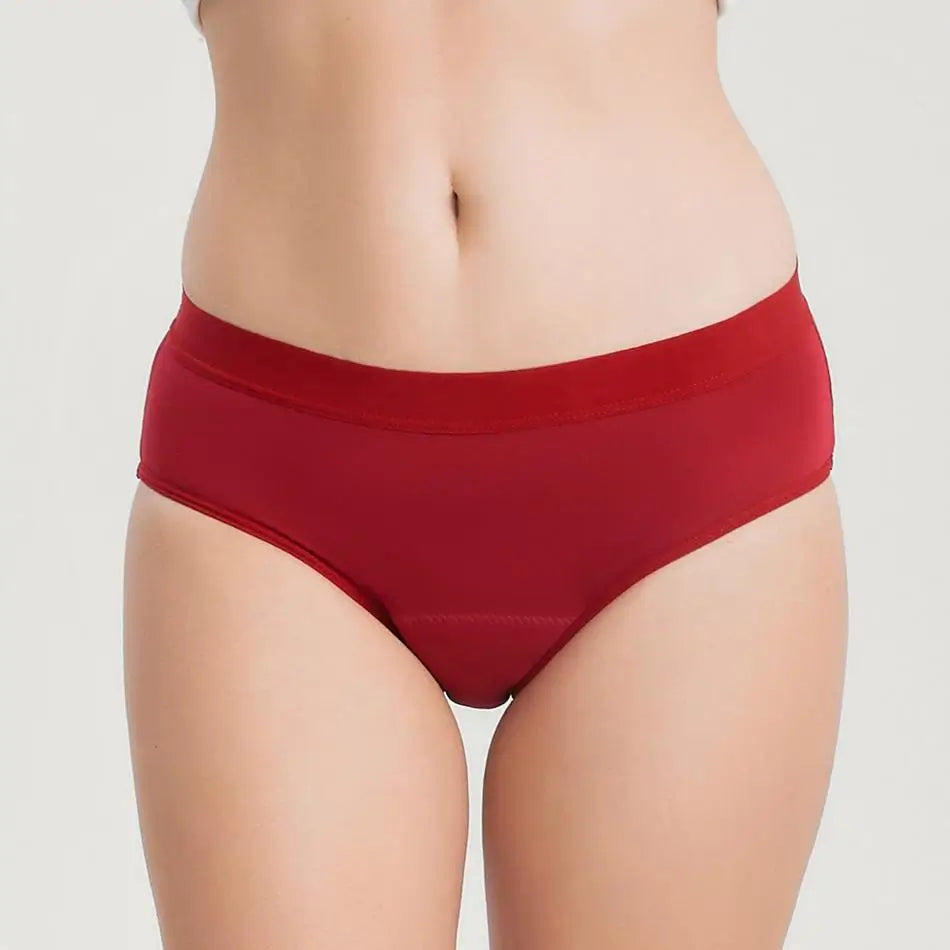 Rote Inkontinenz-Culotte für Damen, Vorderansicht.