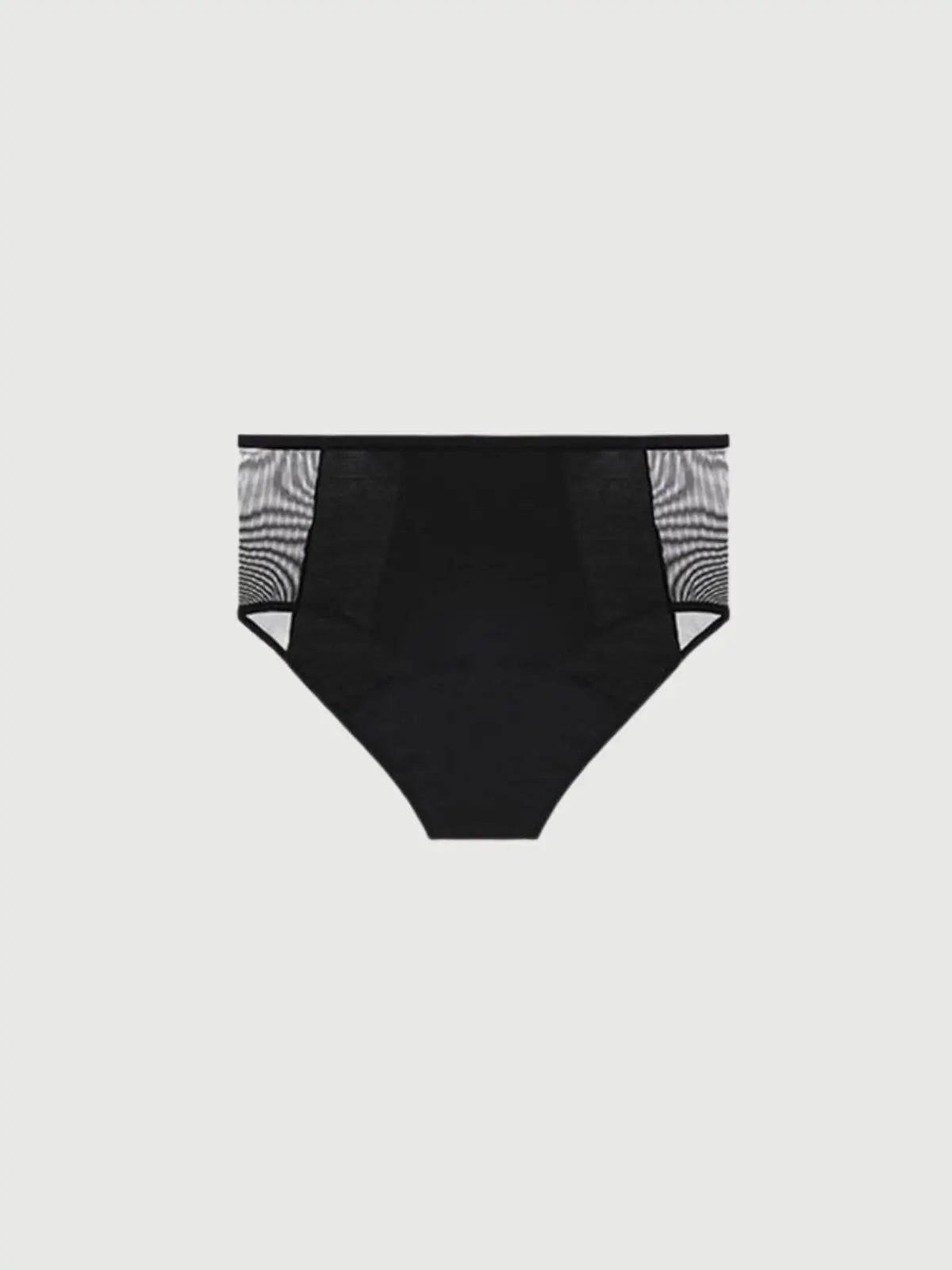 Schwarze Inkontinenz-Culotte mit hoher Taille, Vorderansicht.