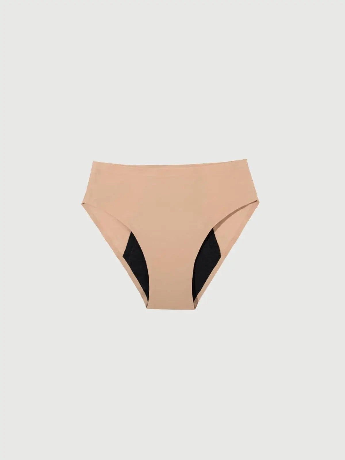 Beige Inkontinenz-Culotte für Damen, Vorderansicht.