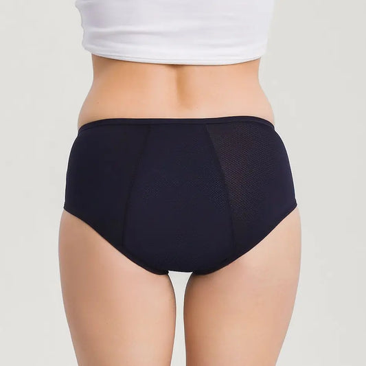 Schwarze Inkontinenz-Culotte für Damen, Rückansicht.