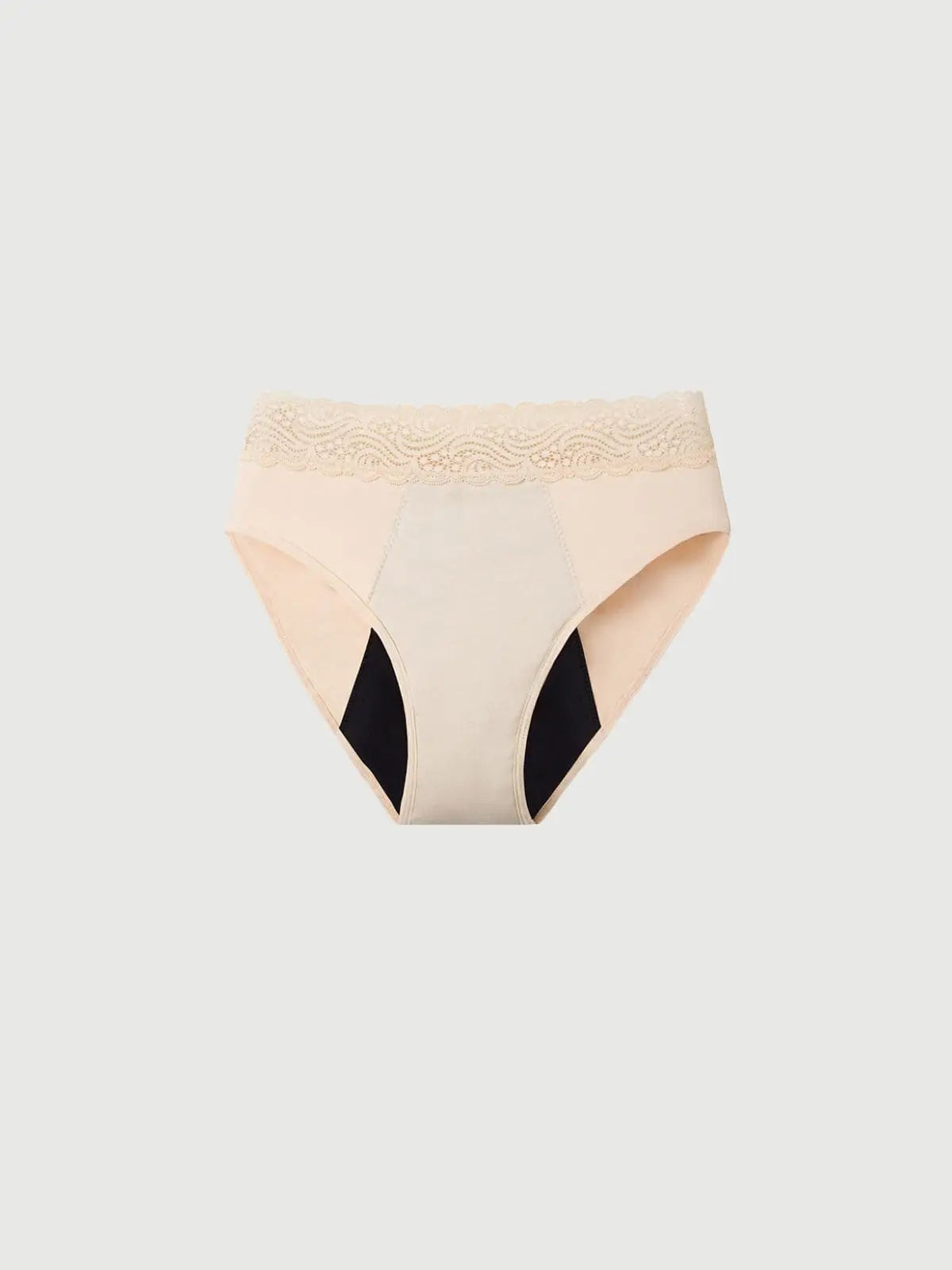 beige Inkontinenz-Culotte mit Spitze für Damen, Vorderansicht