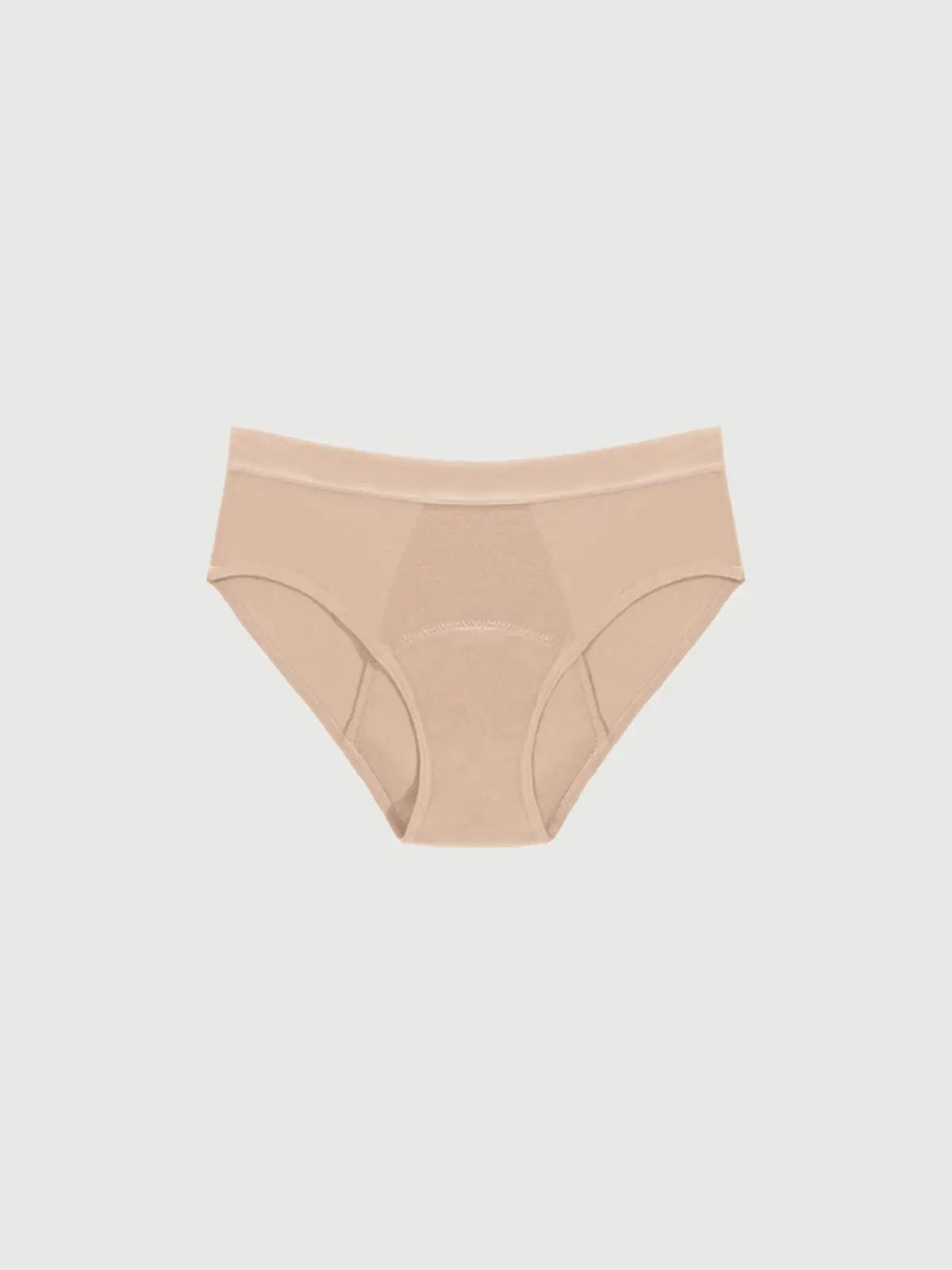 Beigefarbene Inkontinenzslip für Damen, Vorderansicht.