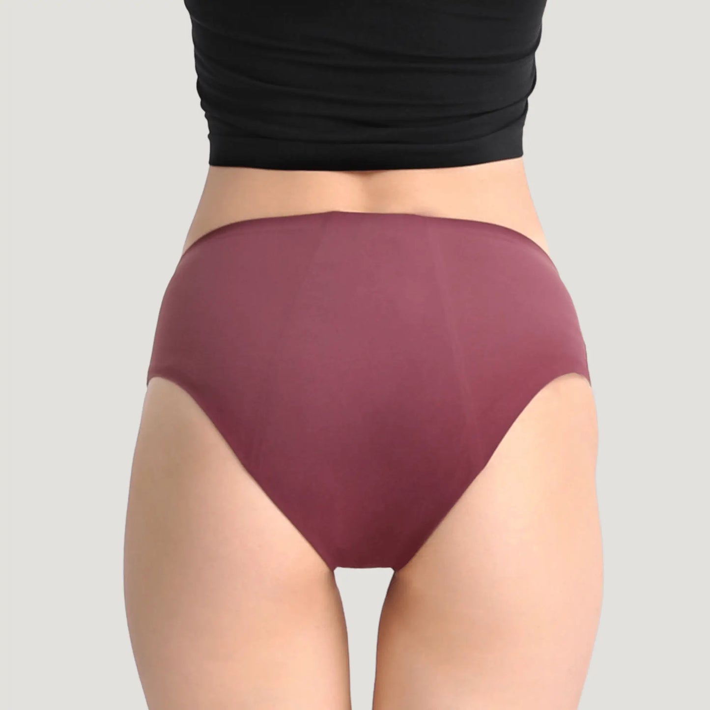 Mauvefarbene Inkontinenz-Culotte für Damen, Rückansicht.