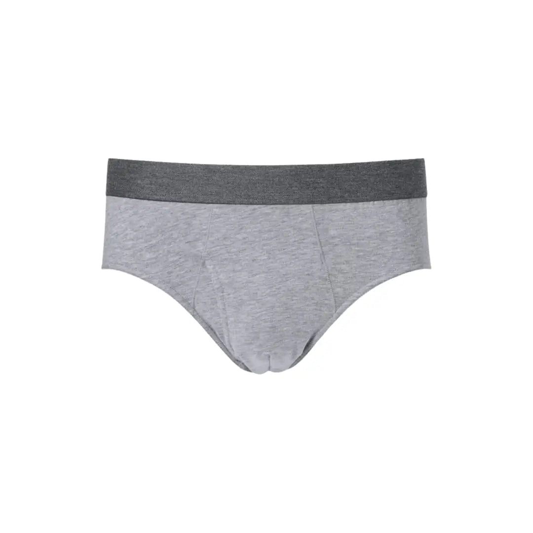 Grauer Inkontinenz-Slip mit breitem Bund für Herren, Vorderansicht.