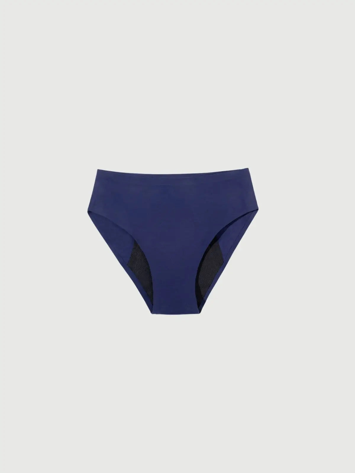 Dunkelblaue Inkontinenz-Culotte für Damen, Vorderansicht.