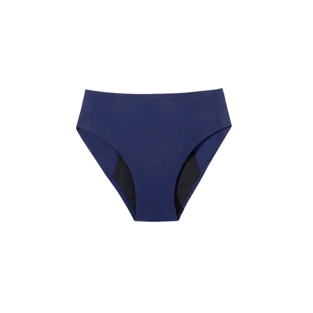 blauer hochgeschnittener Inkontinenz-Slip für Damen, Vorderansicht