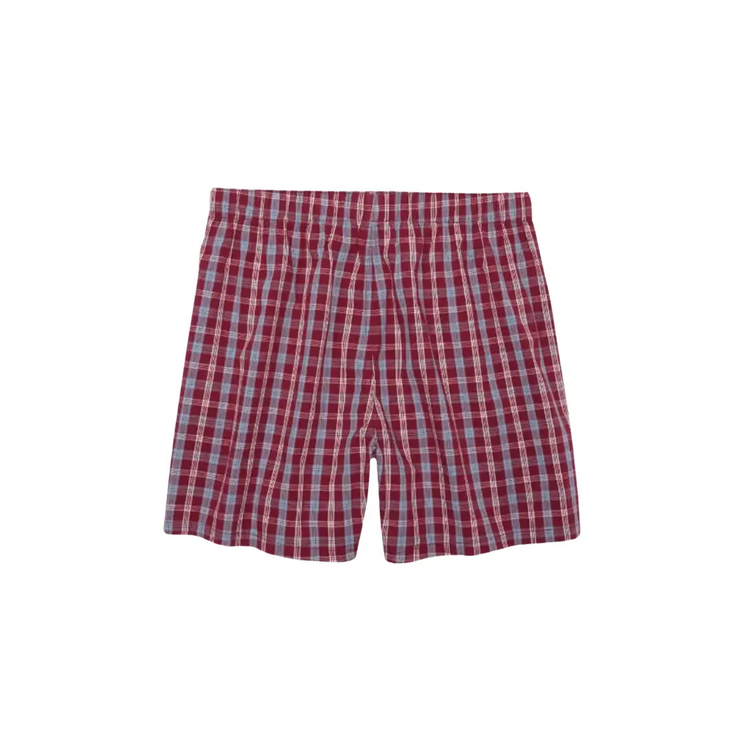 Karierte rot-weiße Inkontinenz-Boxershorts für Herren, Vorderansicht.