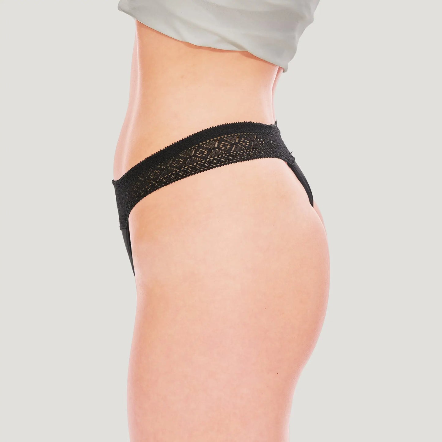 schwarzer Inkontinenz-String für Damen, Seitenansicht