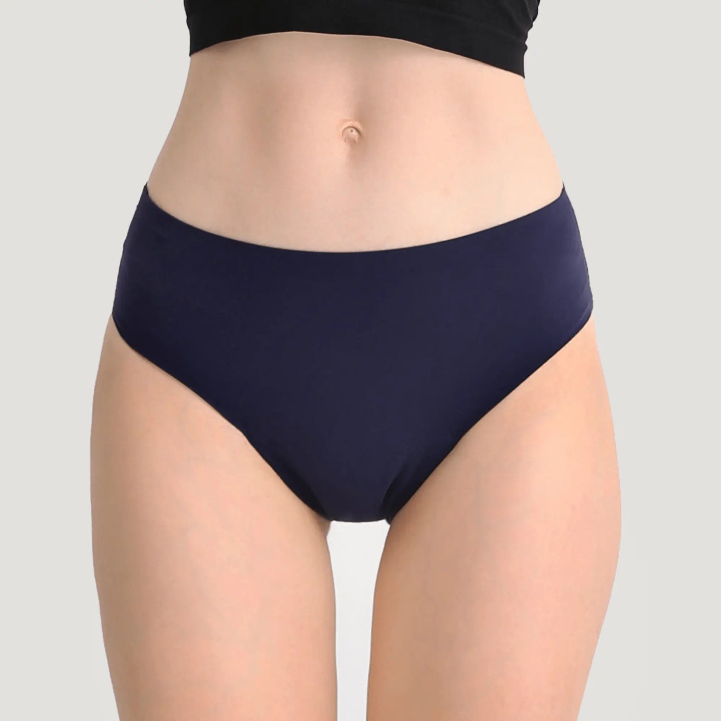 Navyblaue Inkontinenz-Culotte für Damen, Vorderansicht.