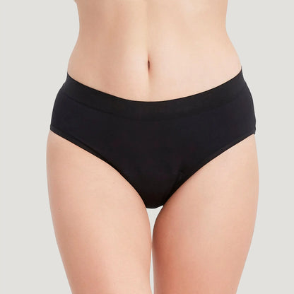 Schwarzer Inkontinenz-Slip für Damen, Vorderansicht.