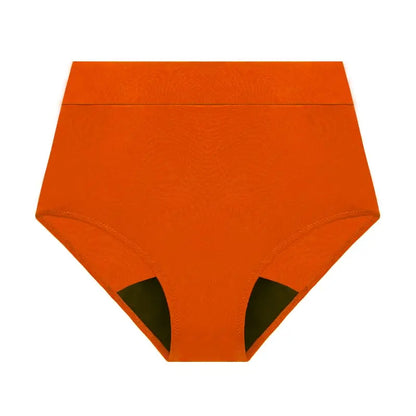 orangefarbener Inkontinenz-Slip mit hoher Taille für Damen, Vorderansicht