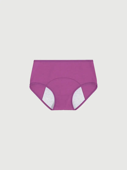 Lila Inkontinenz-Slip für Damen, Vorderansicht.