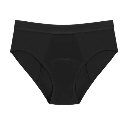 Schwarzer Inkontinenz-Slip für Damen, Vorderansicht.