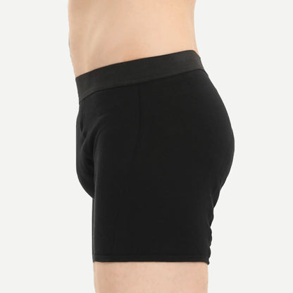 Schwarzer Inkontinenz-Boxershort für Herren, Seitenansicht.