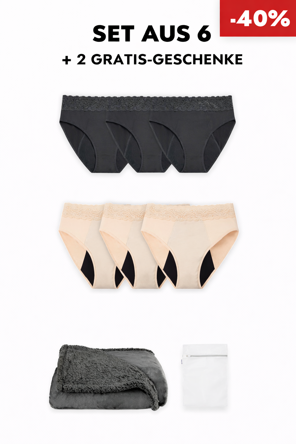 Wintersale-Pack – Hochtaillierte Inkontinenzslips mit Spitze
