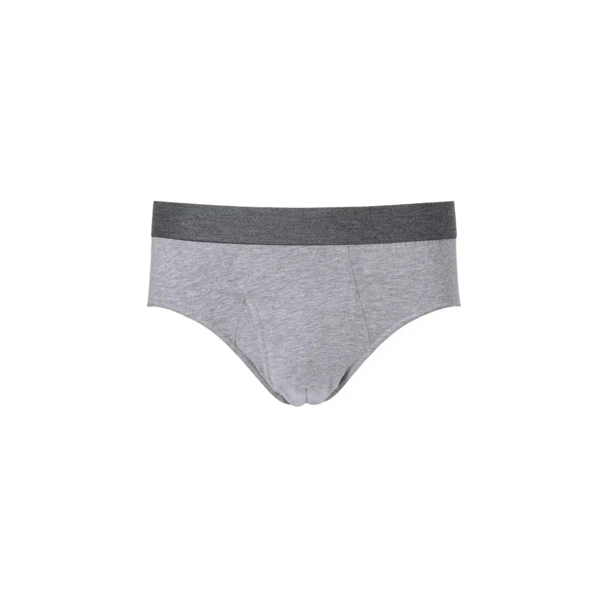 Grauer Inkontinenz-Slip für Herren mit dunklem Bund, Vorderansicht.