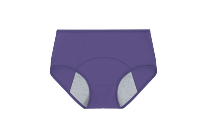 Lila Inkontinenz-Slip für Damen, Vorderansicht.